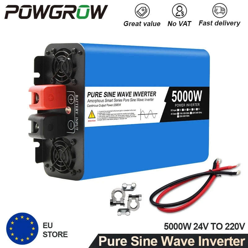 Pure Sine Wave Power Inverter 12V/24V to 220V-5000W-12V / Poland