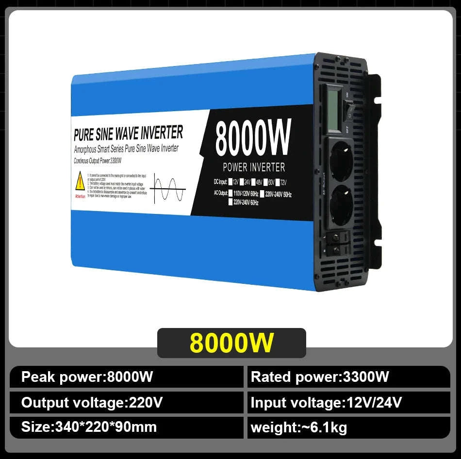 Pure Sine Wave Power Inverter 12V/24V to 220V-5000W-12V / Poland