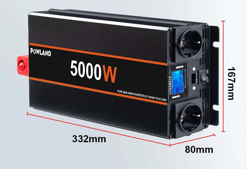 Pure Sine Wave Power Inverter 12V/24V to 220V with Remote Control-12V 3000W EU / Poland