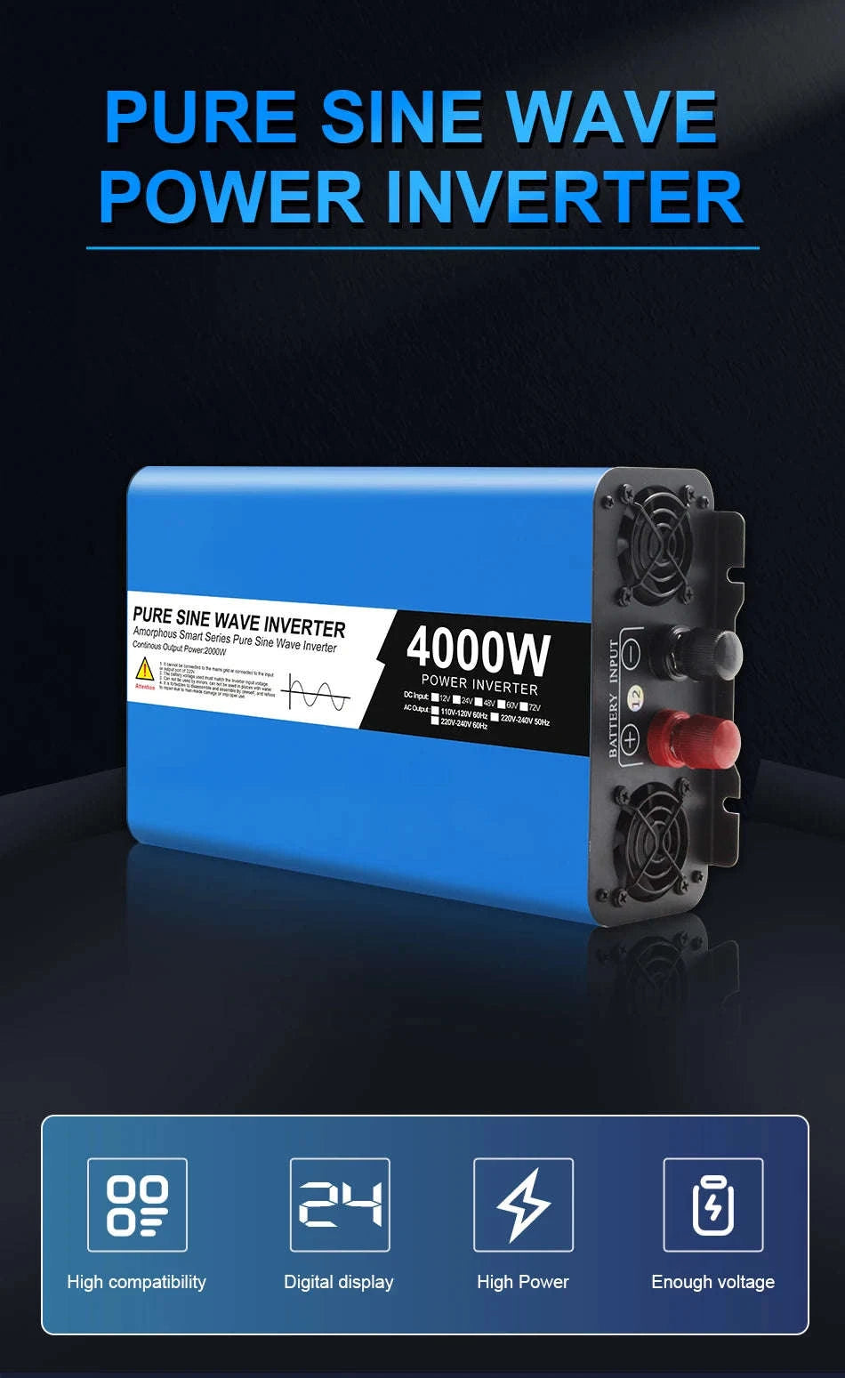 Pure Sine Wave Power Inverter 12V to 220V 5000W-8000W-12V / Poland