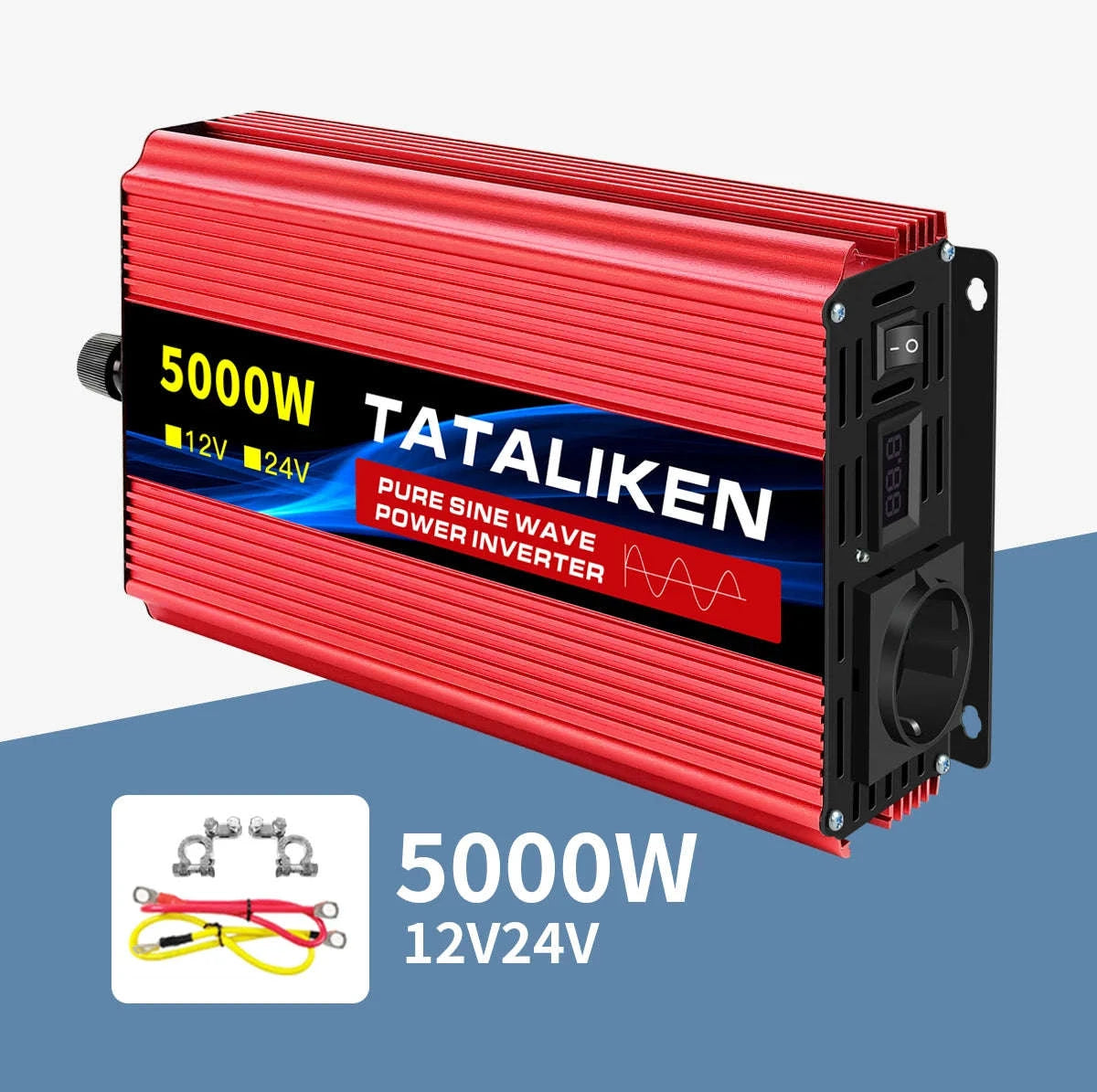 Pure Sine Wave Power Inverter 12V to 220V EU Socket-12V2200W 50HZ EU