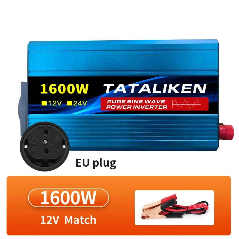 Pure Sine Wave Power Inverter 12V to 220V EU Socket-12V2200W 50HZ EU