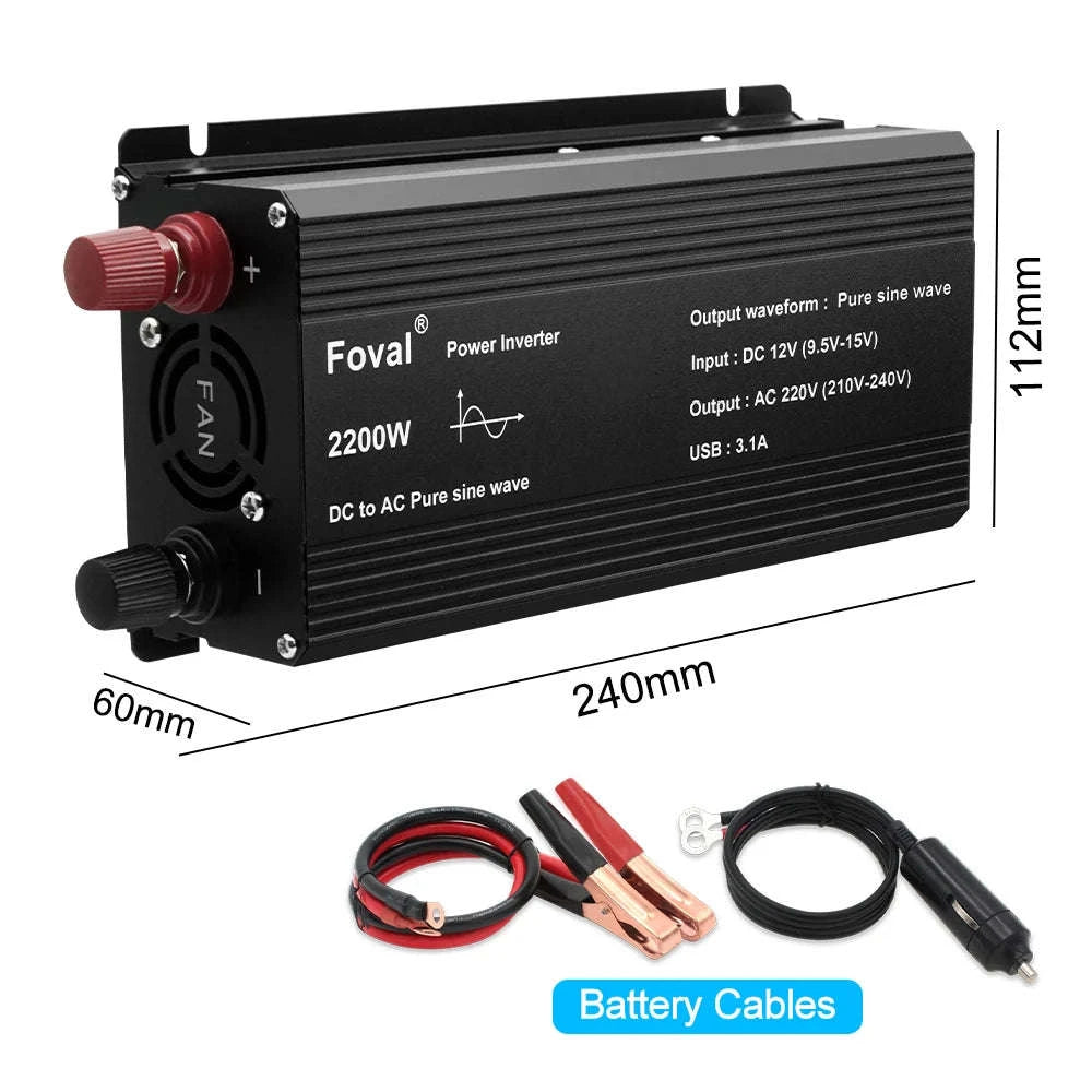 Pure Sine Wave Power Inverter 12V to 220V with EU Socket-3000W Universal 50Hz