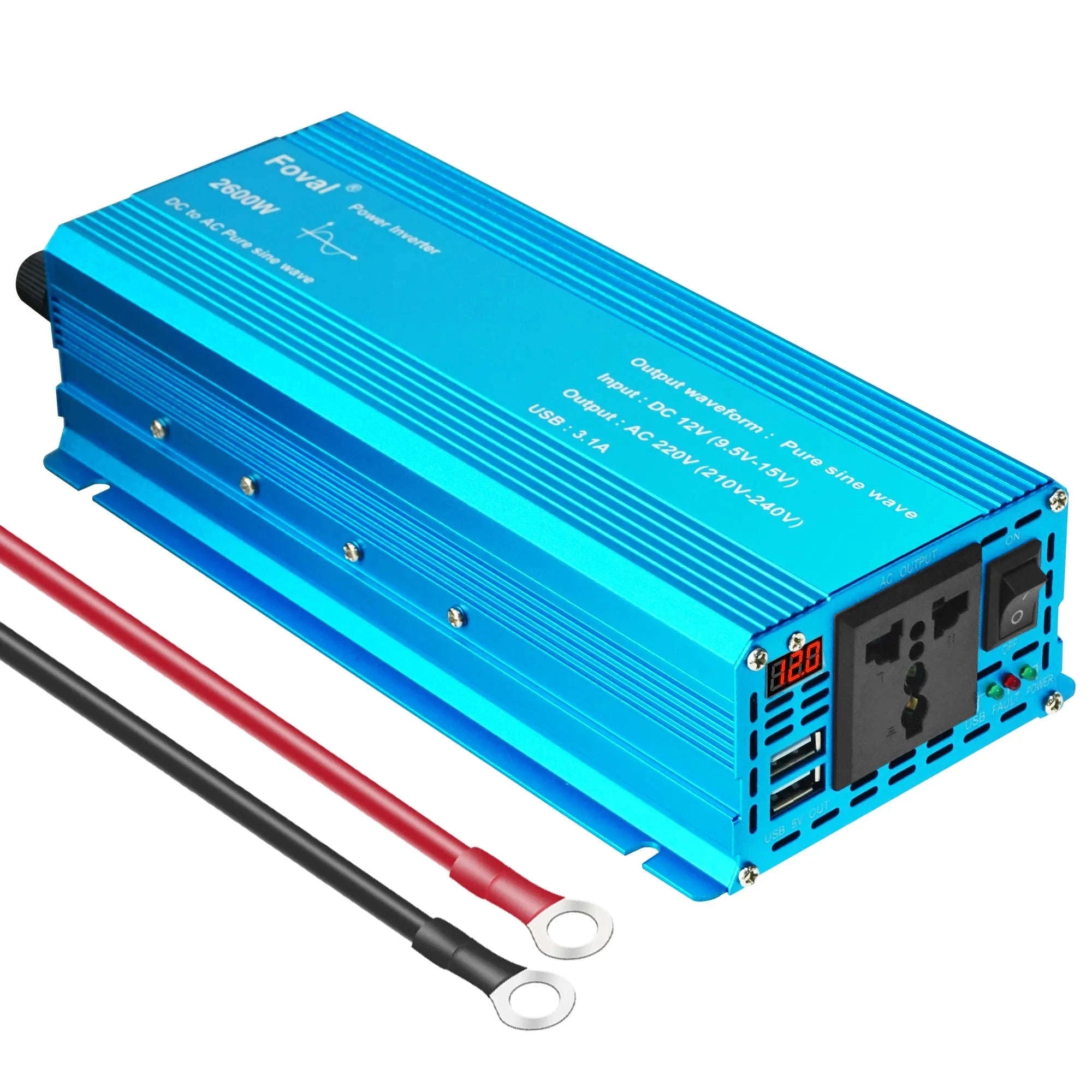 Pure Sine Wave Power Inverter 12V to 220V with EU Socket-3000W Universal 50Hz