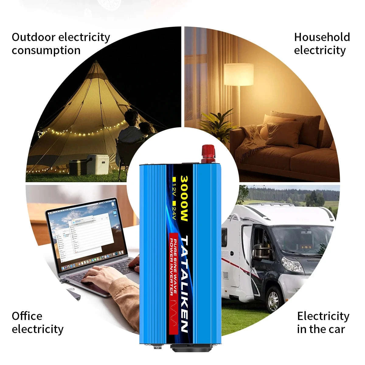Pure Sine Wave Power Inverter Charger 12V/24V to 220V-24V4000W 220V