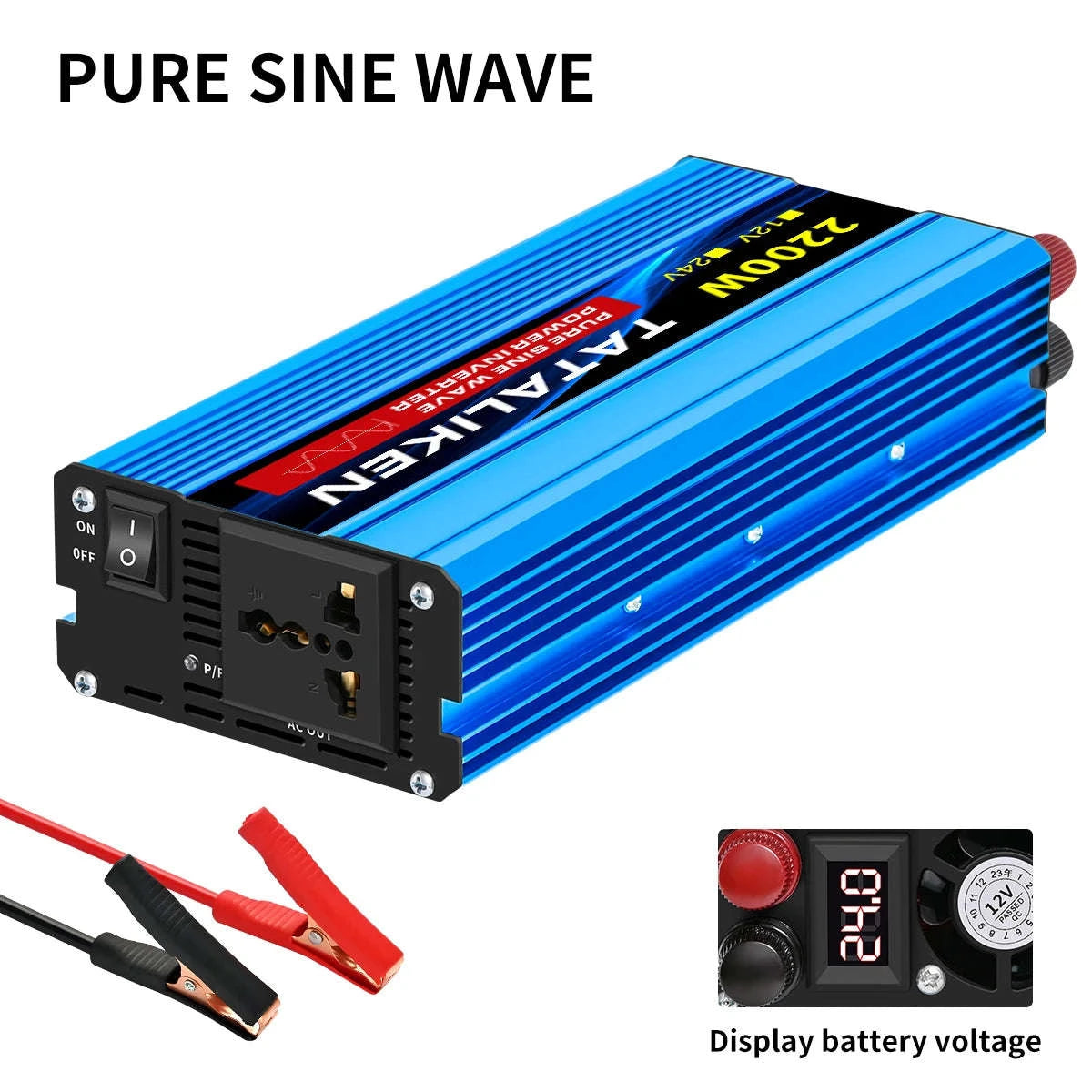 Pure Sine Wave Power Inverter Charger 12V/24V to 220V-24V4000W 220V
