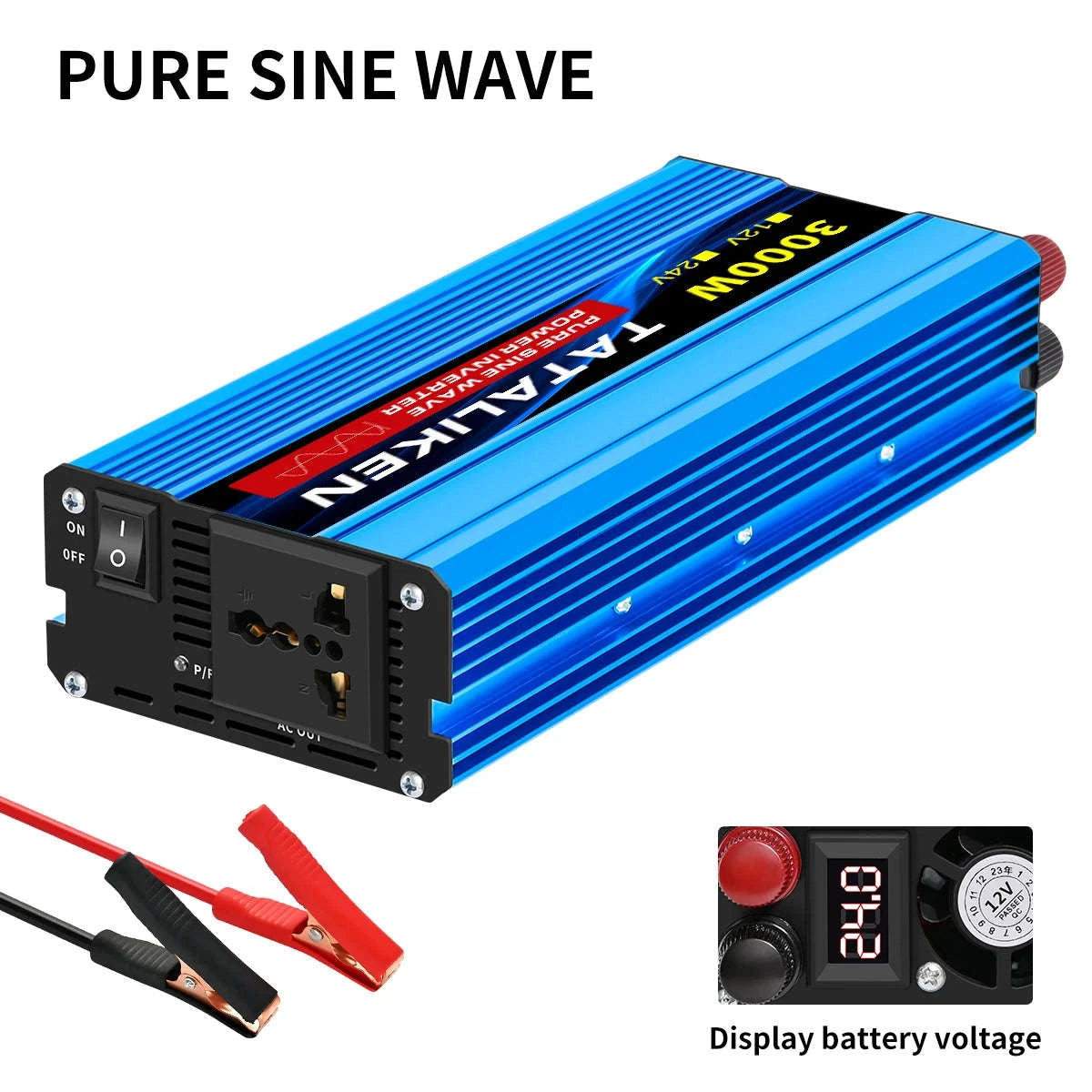 Pure Sine Wave Power Inverter Charger 12V/24V to 220V-24V4000W 220V