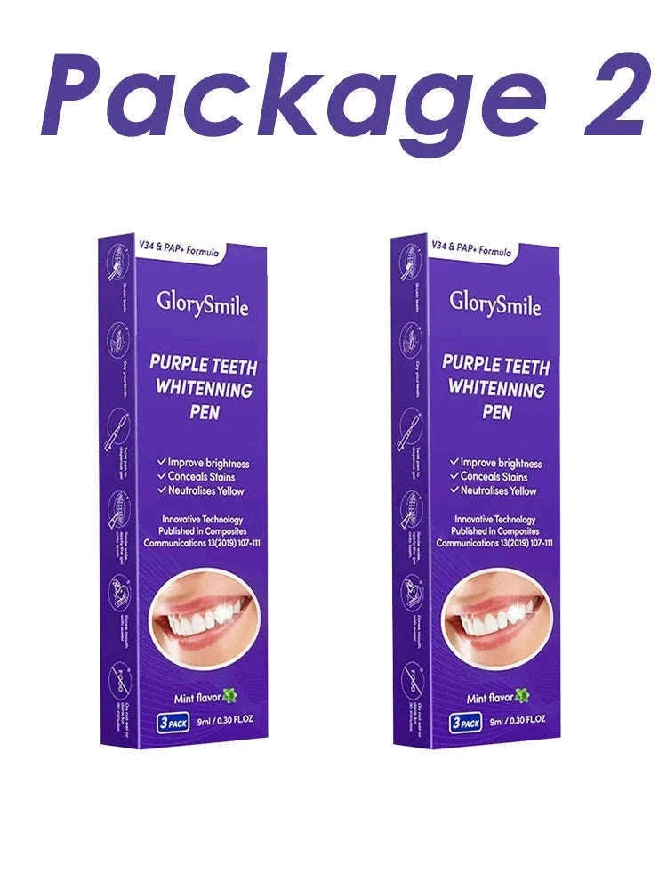 Purple Instant Teeth Whitening Pen for a Brighter Smile-2 Pcs
