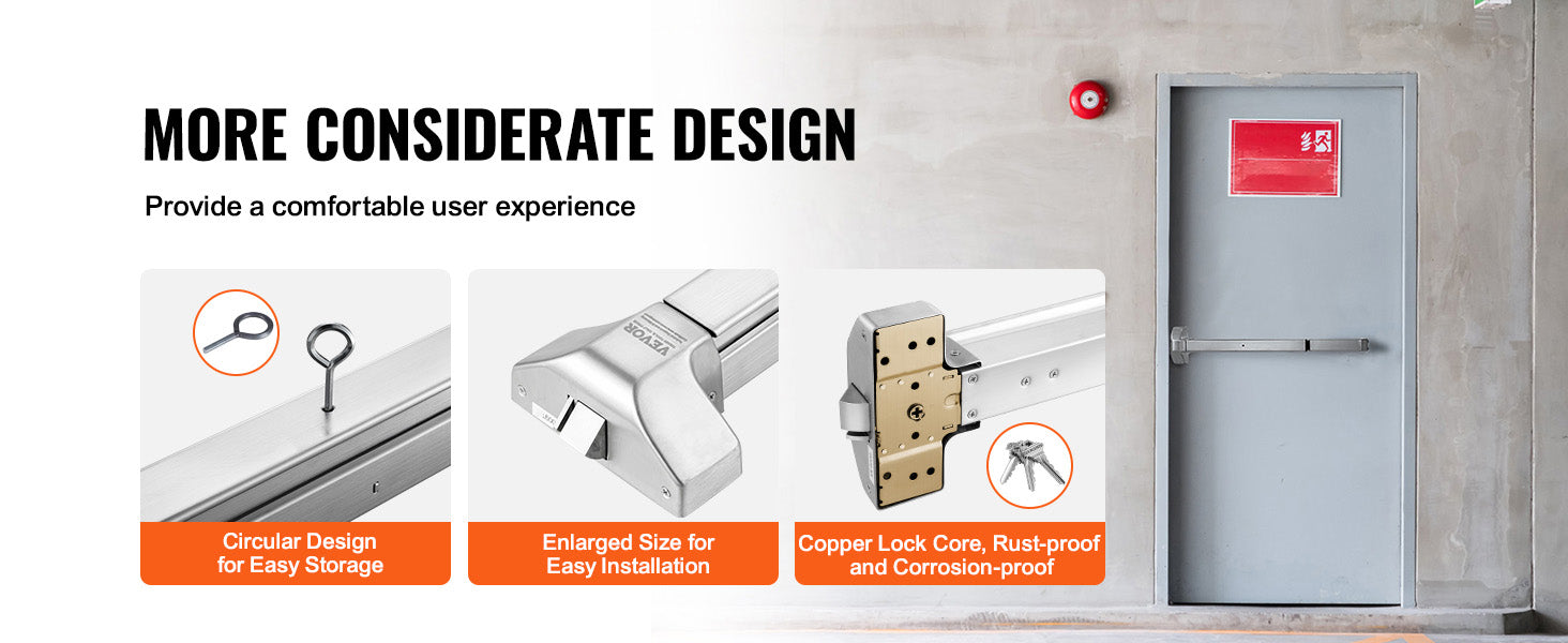 Stainless Steel Push Bar Panic Exit Device with Exterior Lever