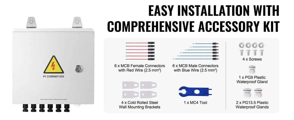 PV Combiner Box 4/6 String Solar Panel System with DC Protection-6 String 10A Steel / Poland