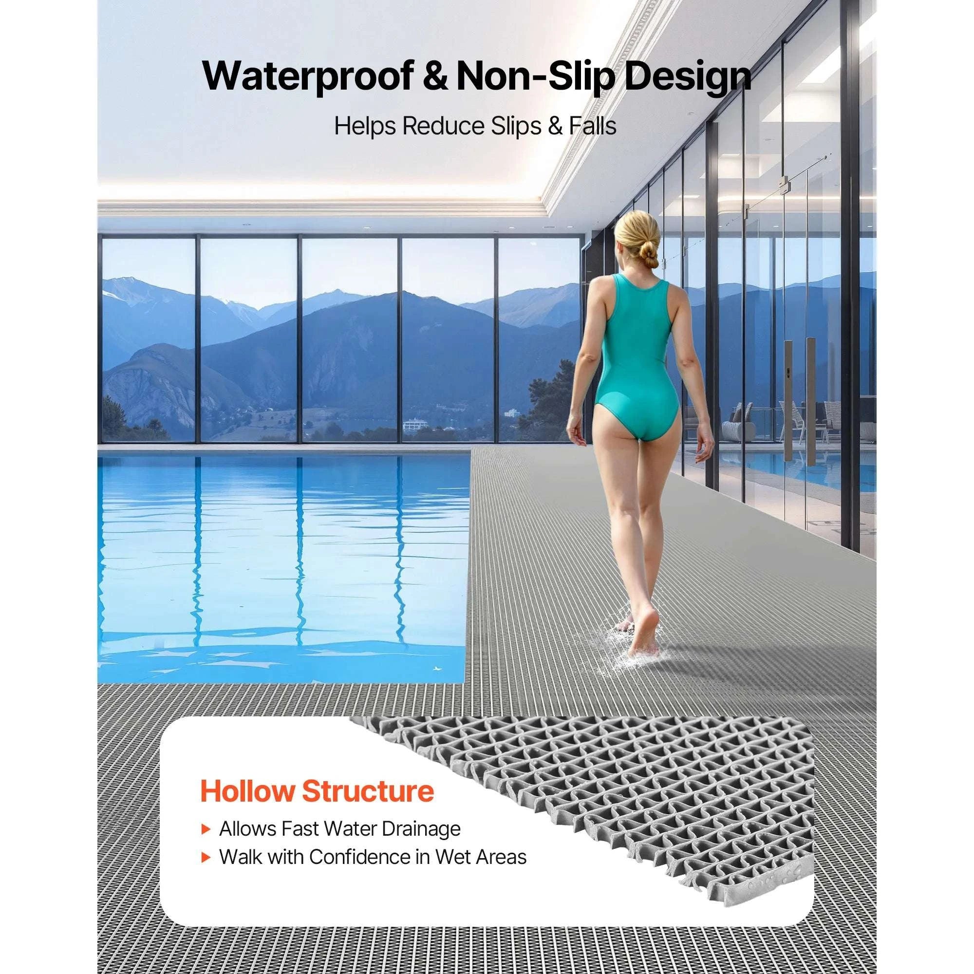 PVC Drainage Mat Roll Non-Slip Wet Area Floor Mat 3ft Wide-3x16.4FT / United States