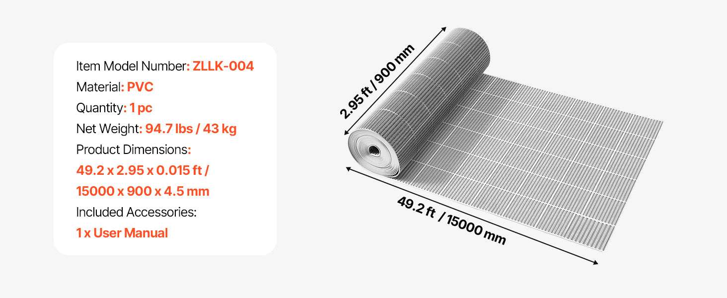 PVC Drainage Mat Roll Non-Slip Wet Area Floor Mat 3ft Wide-3x16.4FT / United States