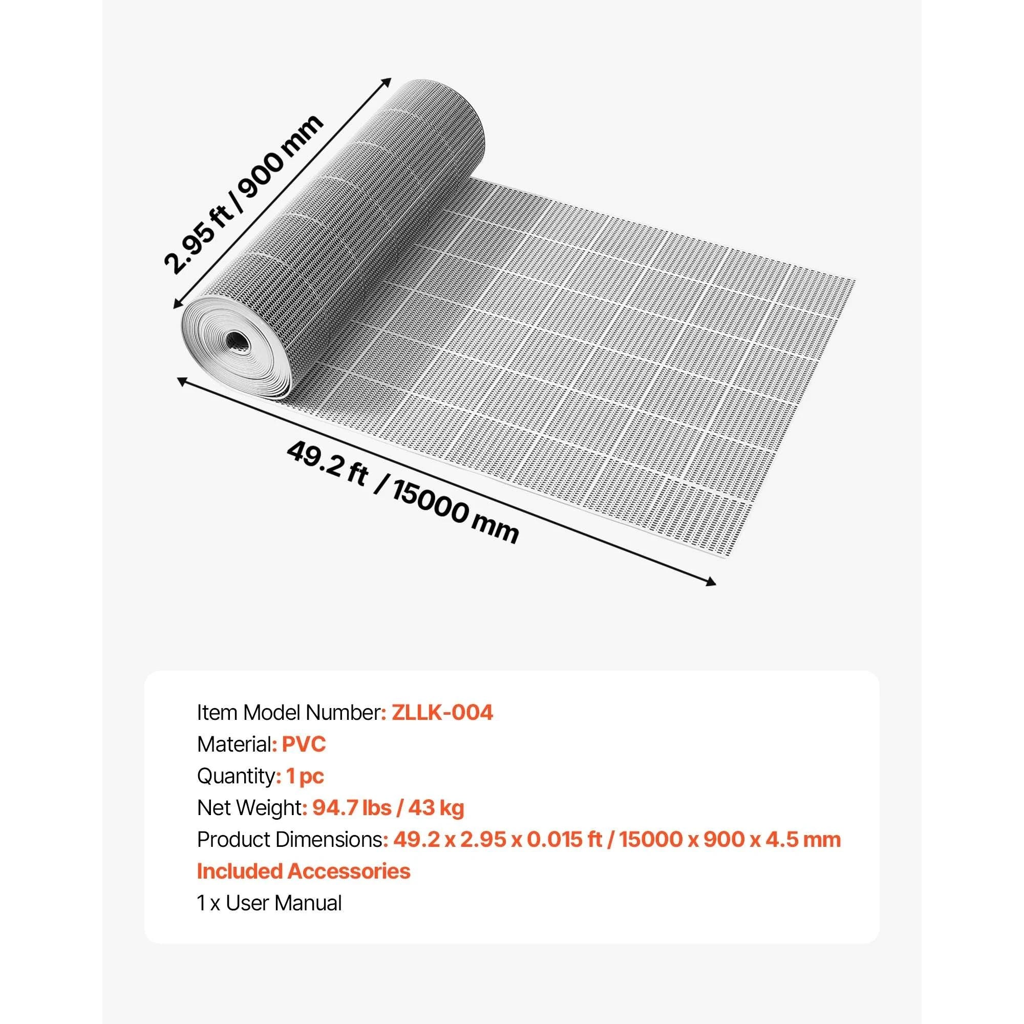 PVC Drainage Mat Roll Non-Slip Wet Area Floor Mat 3ft Wide-3x16.4FT / United States