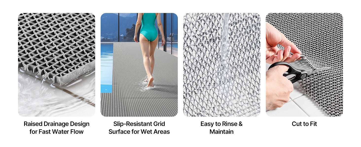 PVC Drainage Mat Roll Non-Slip Wet Area Floor Mat 3ft Wide-3x16.4FT / United States