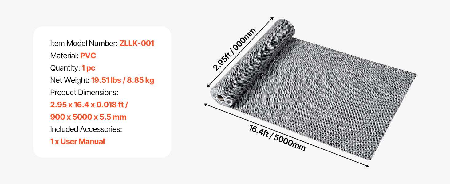 PVC Drainage Mat Roll Non-Slip Wet Area Floor Mat 3ft Wide-3x16.4FT / United States