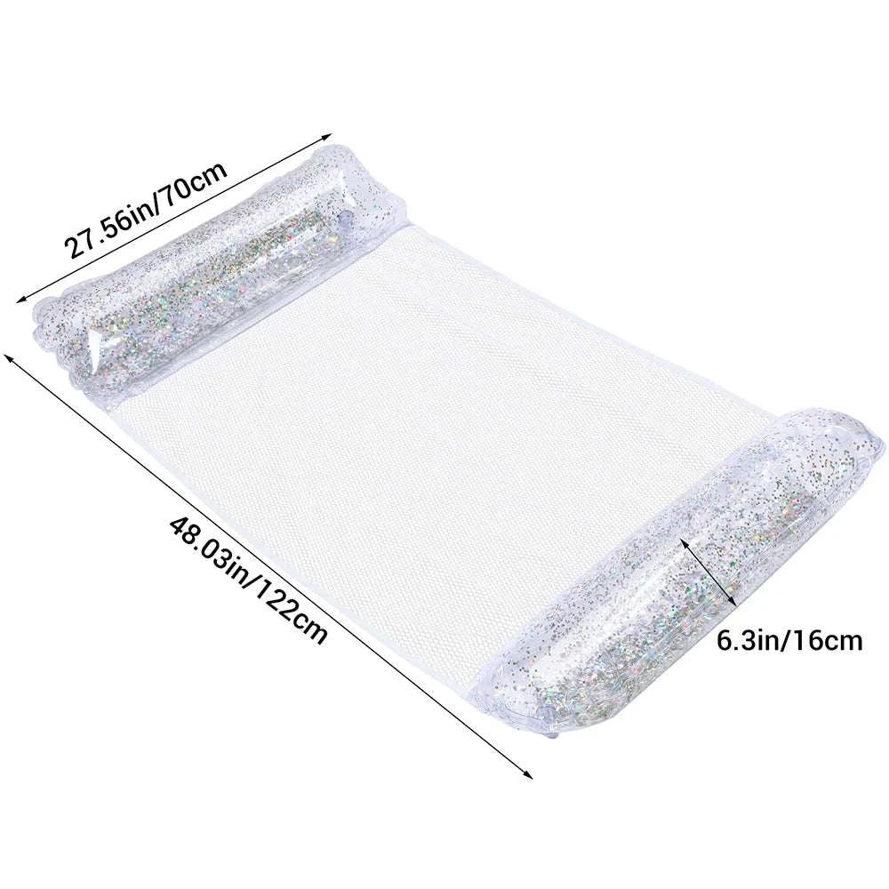 PVC Inflatable Floating Row Water Hammock Lounger-Fluorescent green