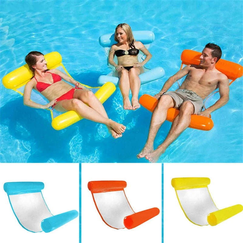 PVC Inflatable Floating Row Water Hammock Lounger-Fluorescent green