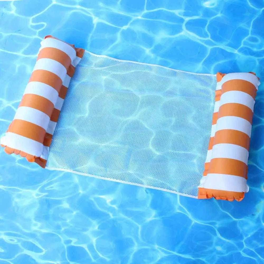 PVC Inflatable Floating Row Water Hammock Lounger-Fluorescent green