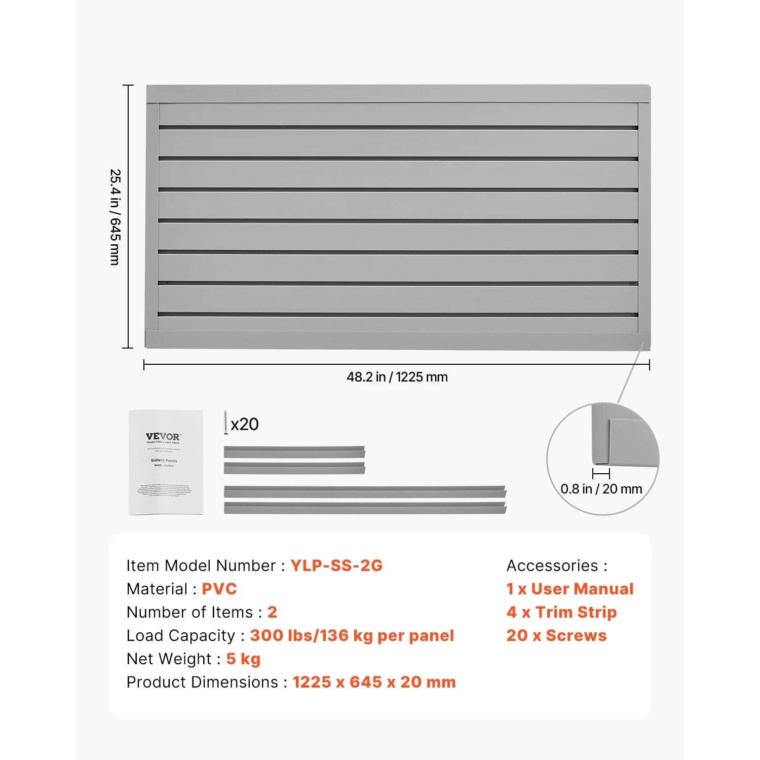 PVC Slatwall Panels for Garage Storage 8–32 sq.ft Modular System-Black / 4 x 4ft  16sq.ft / United States