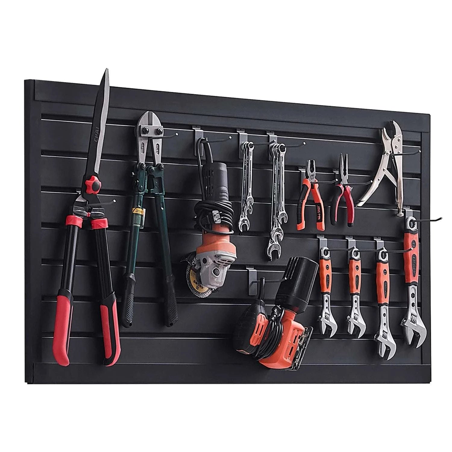 PVC Slatwall Panels for Garage Storage 8–32 sq.ft Modular System-Black / 4 x 4ft  16sq.ft / United States