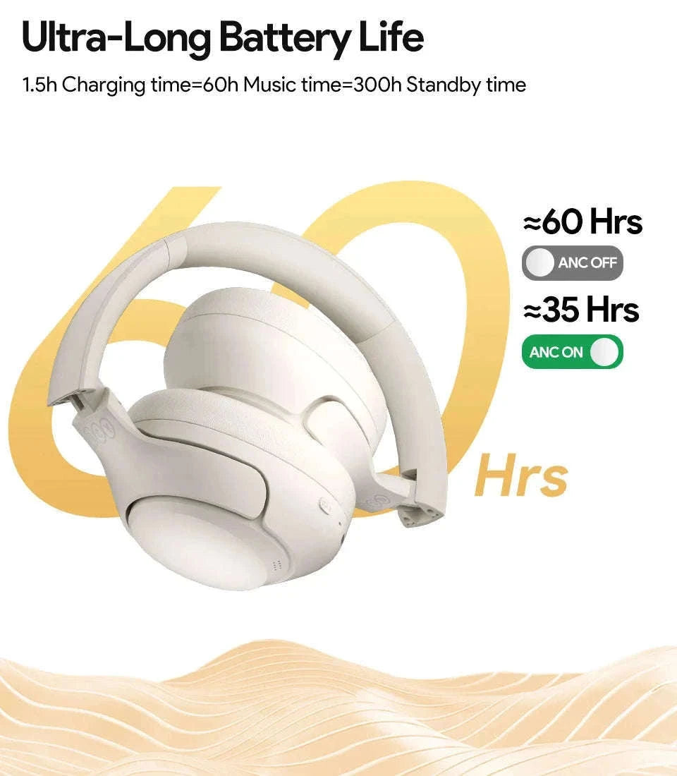 QCY H3 ANC Wireless Headphones with Hi-Res Sound-H3-Bluegrey / spain