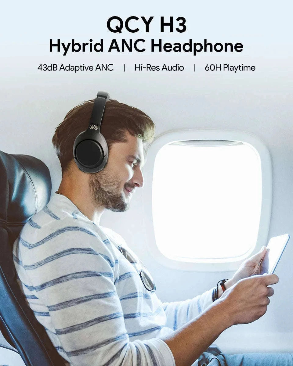 QCY H3 ANC Wireless Headphones with Hi-Res Sound-H3-Bluegrey / spain