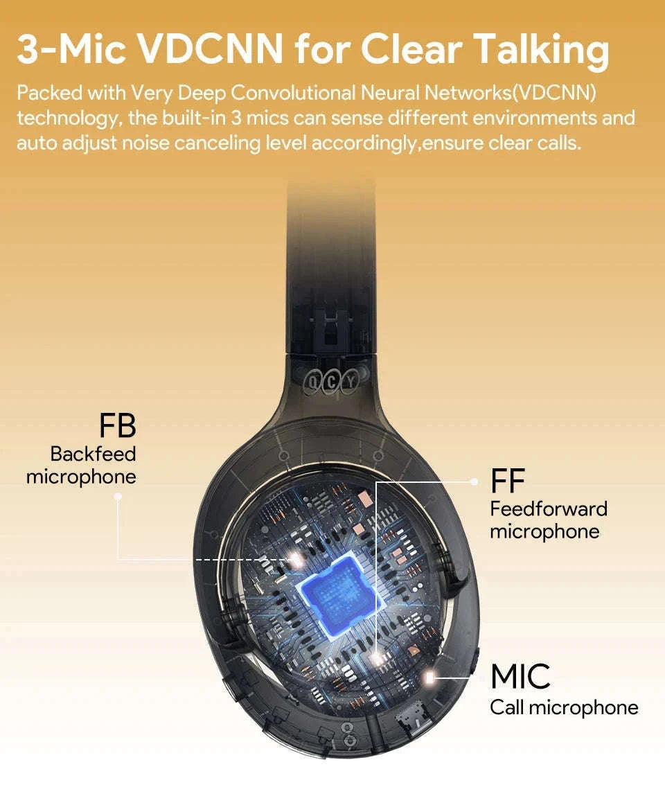 QCY H3 ANC Wireless Headphones with Hi-Res Sound-H3-Bluegrey / spain