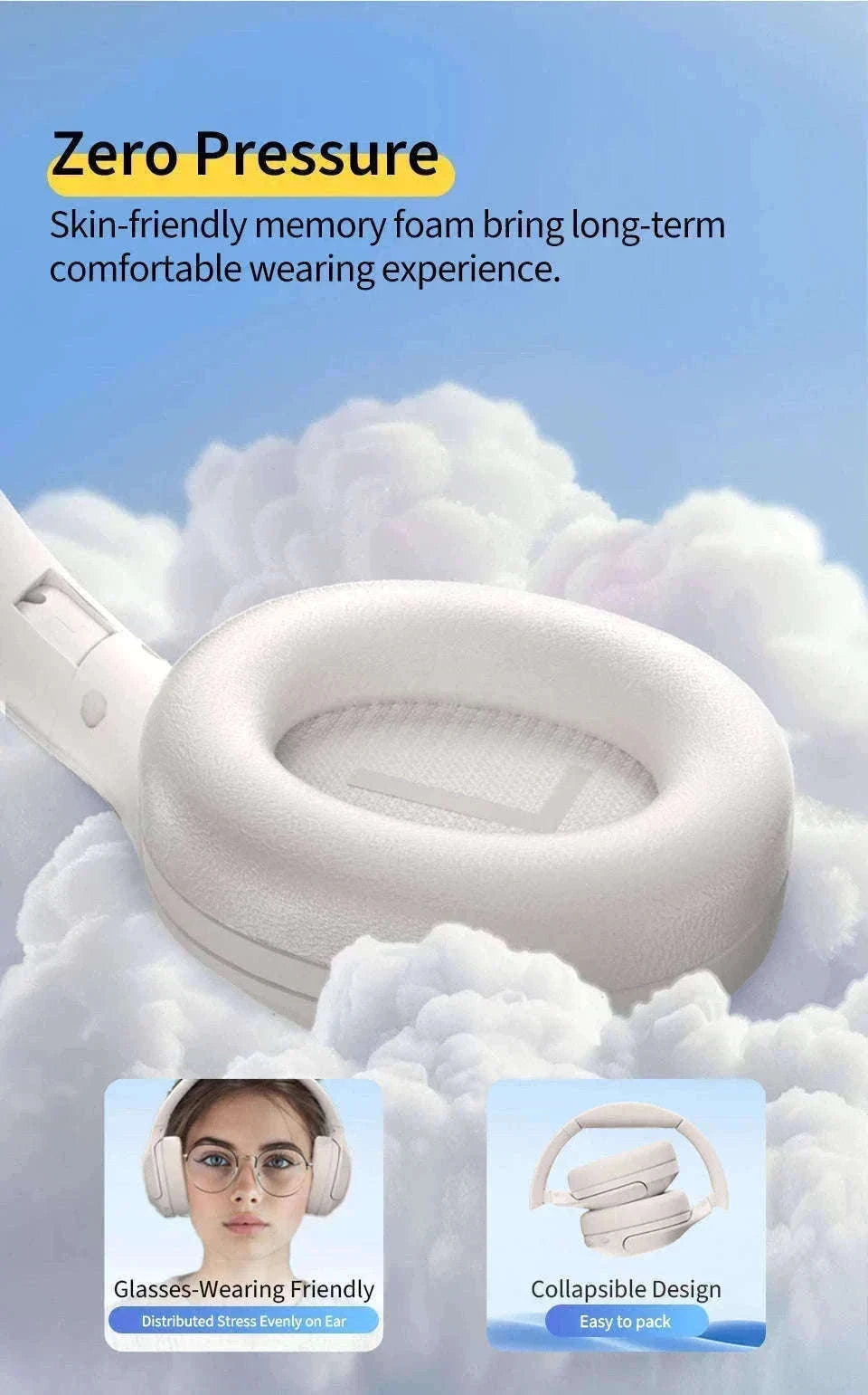 QCY H3 Lite ANC Wireless Headphones for Focus and Comfort-H3 Lite-BLACK / spain