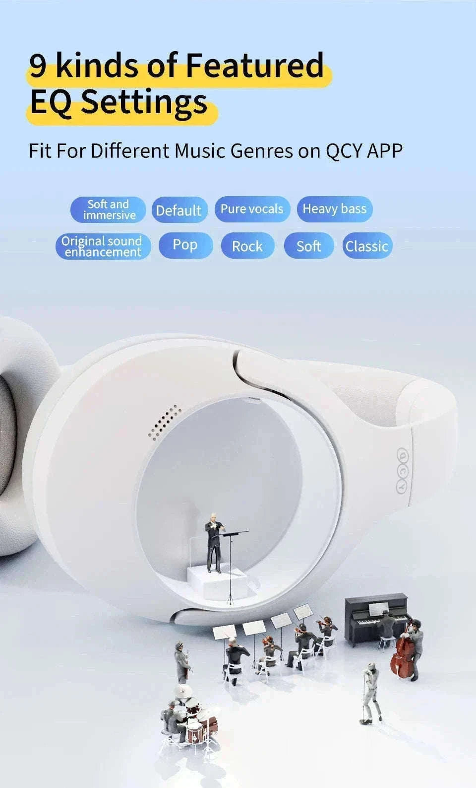 QCY H3 Lite ANC Wireless Headphones for Focus and Comfort-H3 Lite-BLACK / spain