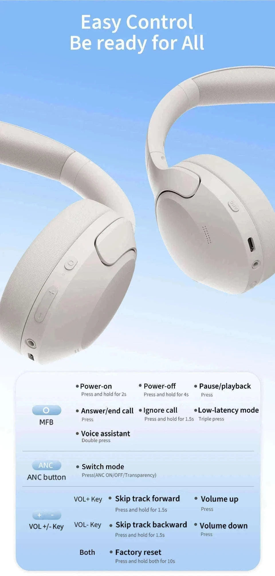 QCY H3 Lite ANC Wireless Headphones for Focus and Comfort-H3 Lite-BLACK / spain