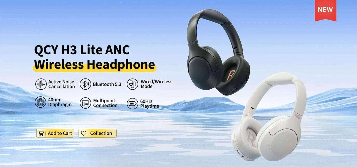 QCY H3 Lite ANC Wireless Headphones for Focus and Comfort-H3 Lite-BLACK / spain
