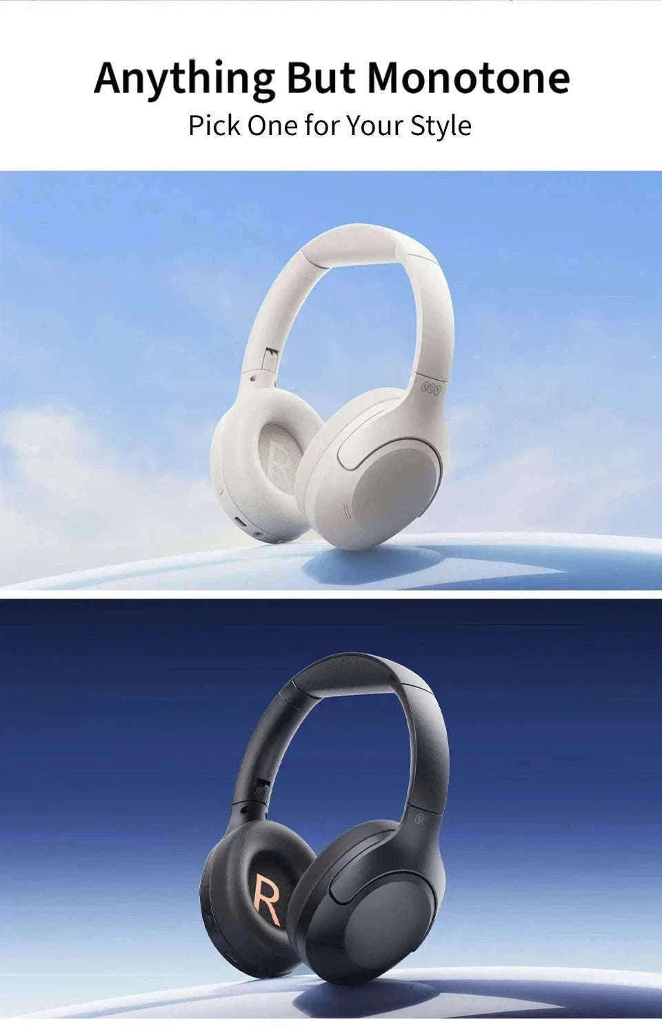 QCY H3 Lite ANC Wireless Headphones for Focus and Comfort-H3 Lite-BLACK / spain