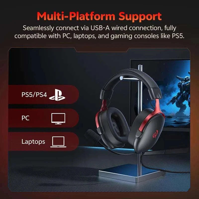 QCY VN200 Pro Wired Gaming Headset with 7.1 Sound & Mic-BLACK