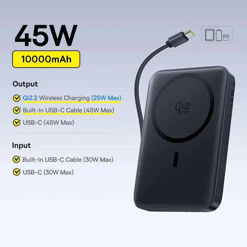 Qi2 Magnetic Power Bank 10000mAh 15W Wireless Charging 22.5W Wired Charge-Qi2.2 25W New / 10000mAh / China Mainland