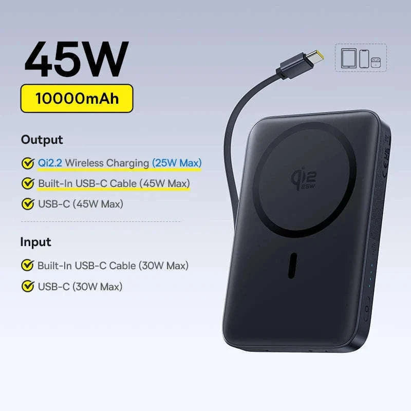 Qi2 Magnetic Power Bank 10000mAh 15W Wireless Charging 22.5W Wired Charge-Qi2.2 25W New / 10000mAh / China Mainland