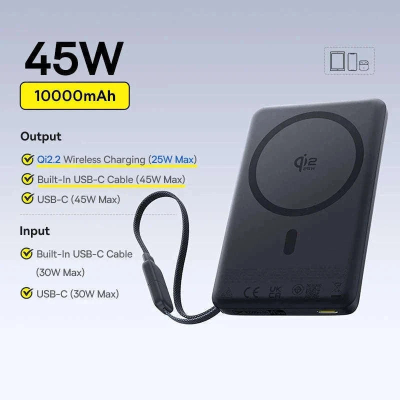 Qi2 Magnetic Power Bank 10000mAh 15W Wireless Charging 22.5W Wired Charge-Qi2.2 25W New / 10000mAh / China Mainland