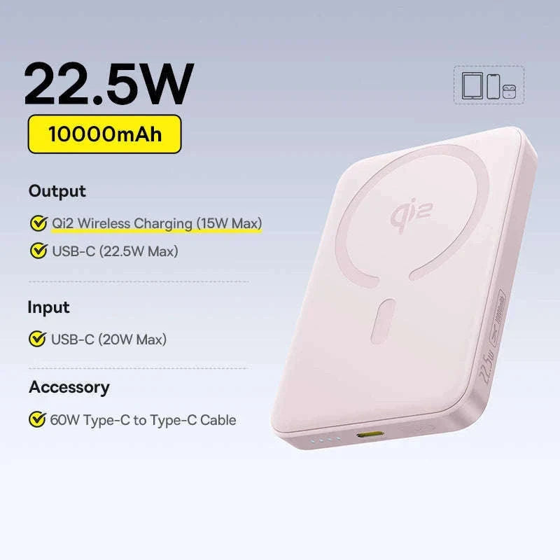 Qi2 Magnetic Power Bank 10000mAh 15W Wireless Charging 22.5W Wired Charge-Qi2.2 25W New / 10000mAh / China Mainland