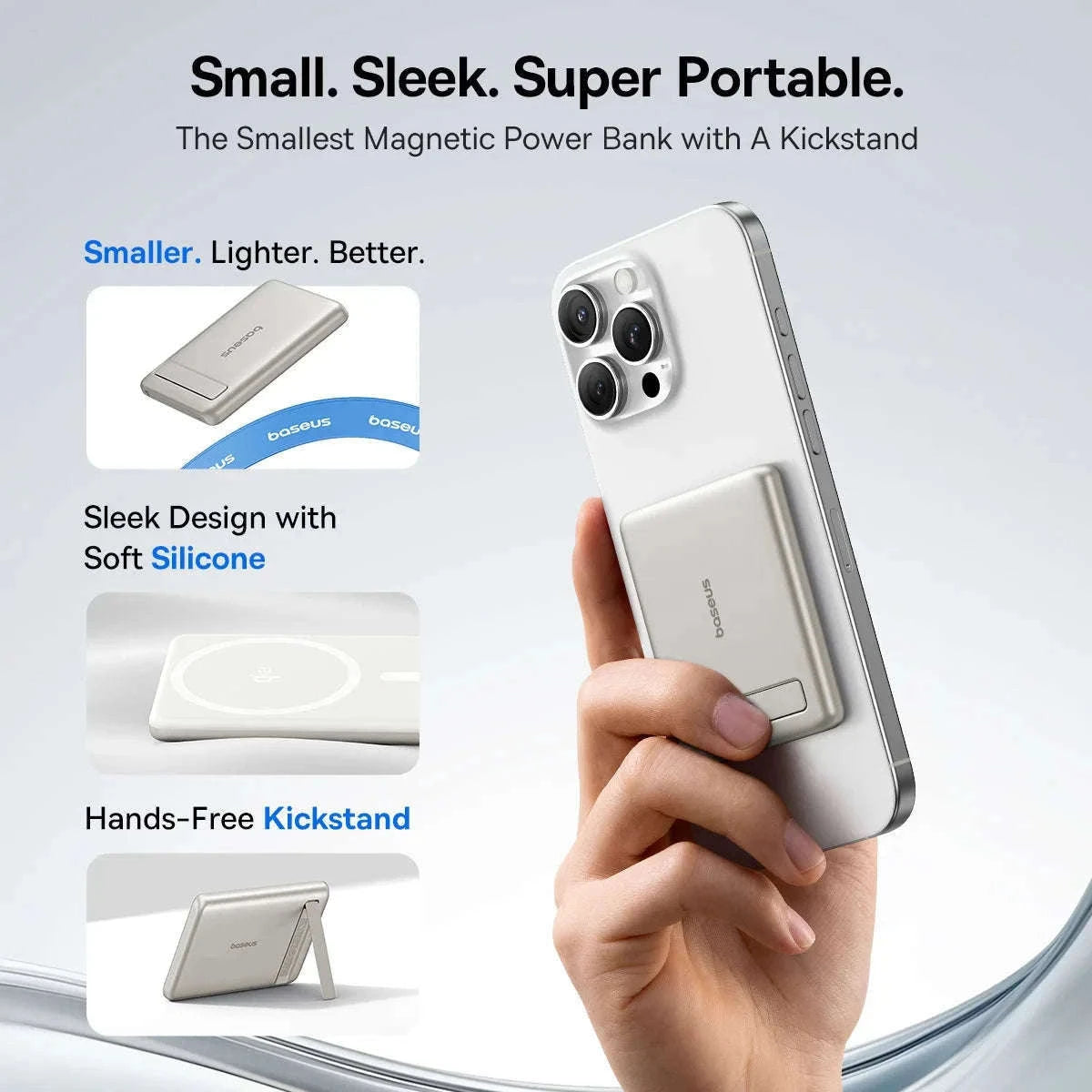 Qi2 Magnetic Power Bank with Kickstand 5000mAh-Titanium / 5000mAh / China Mainland