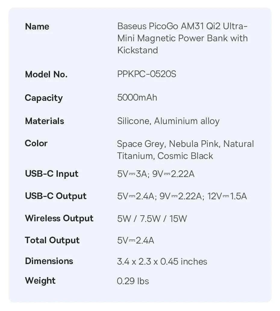 Qi2 Magnetic Power Bank with Kickstand 5000mAh-Titanium / 5000mAh / China Mainland