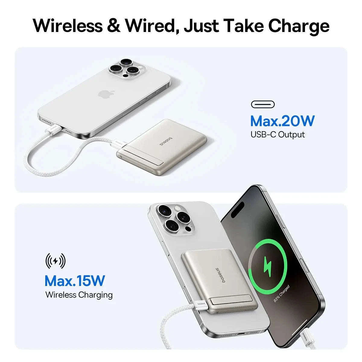 Qi2 Magnetic Power Bank with Kickstand 5000mAh-Titanium / 5000mAh / China Mainland