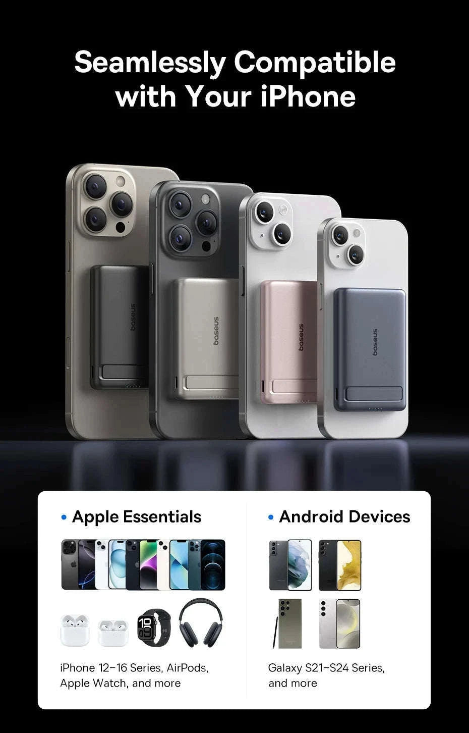 Qi2 Magnetic Power Bank with Kickstand 5000mAh-Titanium / 5000mAh / China Mainland