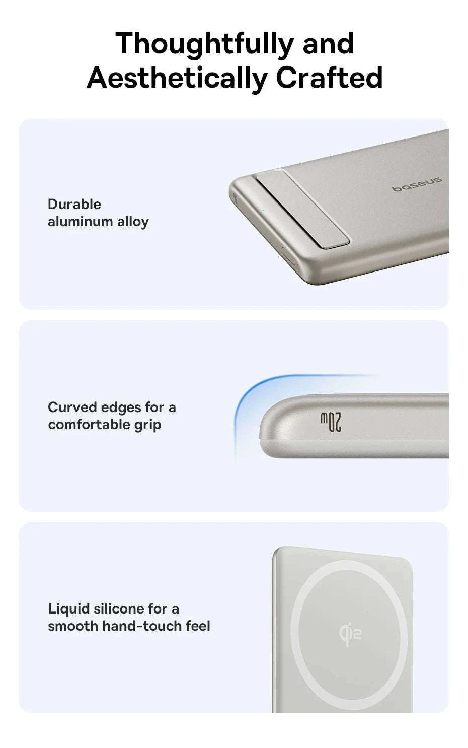 Qi2 Magnetic Power Bank with Kickstand 5000mAh-Titanium / 5000mAh / China Mainland