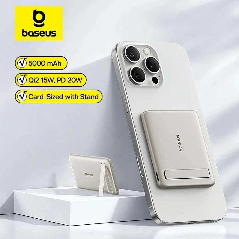 Qi2 Magnetic Power Bank with Kickstand 5000mAh-Titanium / 5000mAh / China Mainland