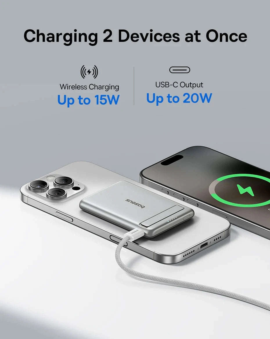 Qi2 Magnetic Power Bank with Kickstand 5000mAh-Titanium / 5000mAh / China Mainland