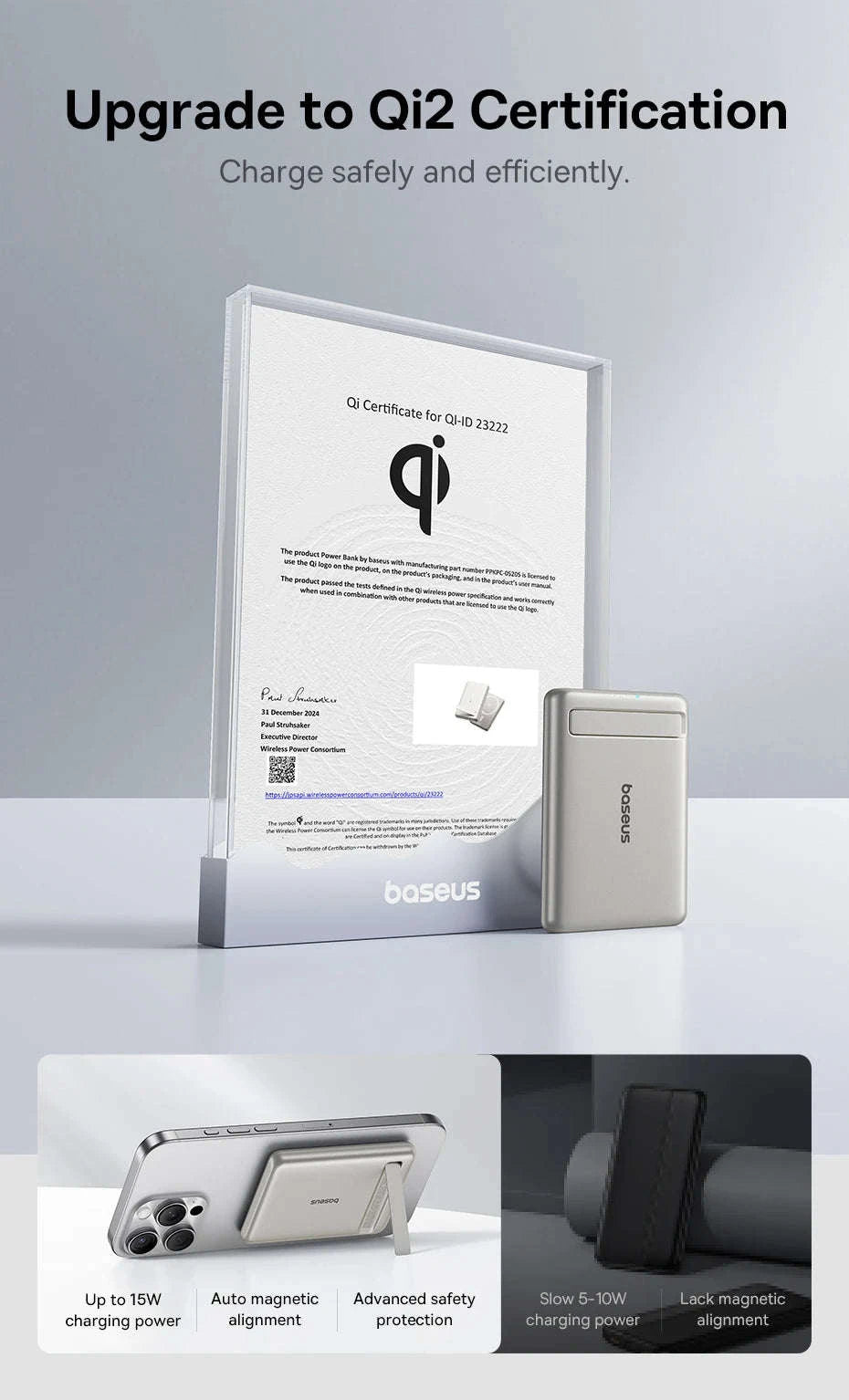 Qi2 Magnetic Power Bank with Kickstand 5000mAh-Titanium / 5000mAh / China Mainland