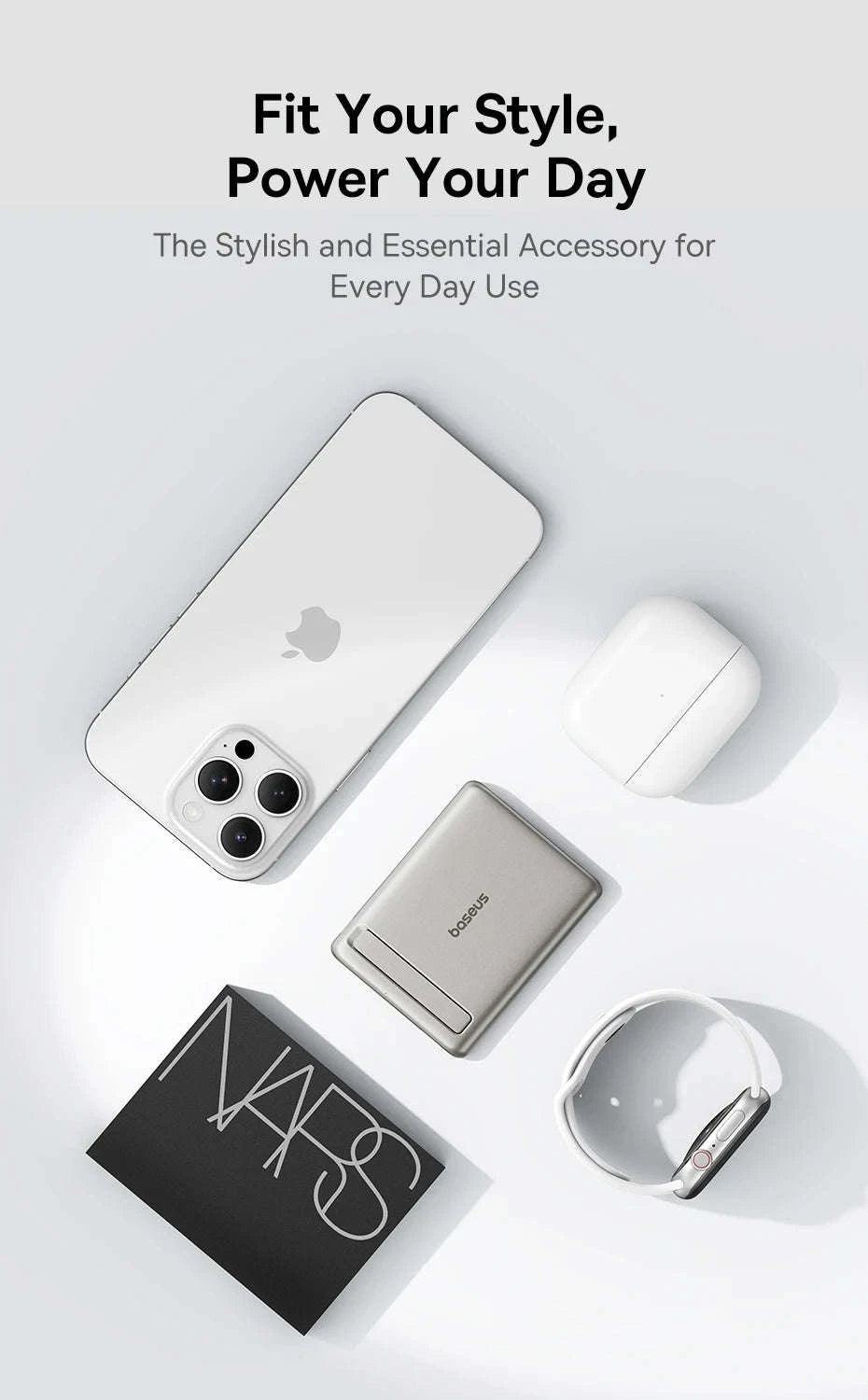 Qi2 Magnetic Power Bank with Kickstand 5000mAh-Titanium / 5000mAh / China Mainland