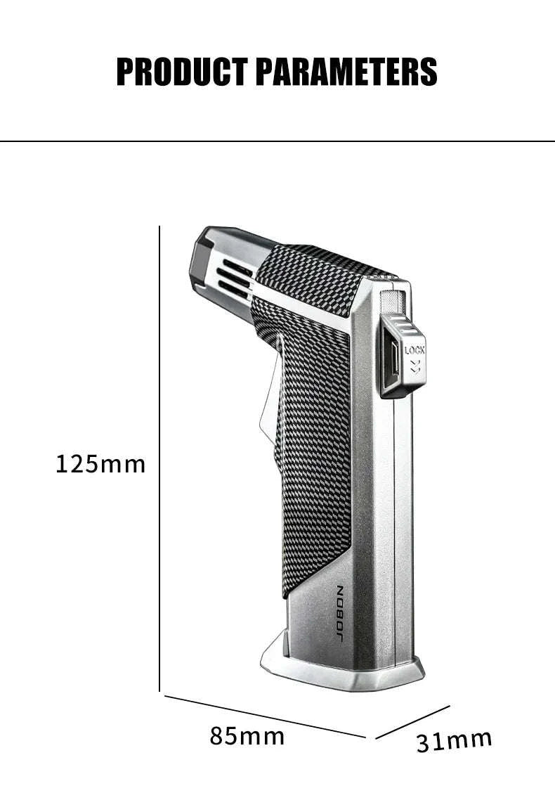 Quad Flame Refillable Butane Torch Lighter with Adjustable Jet Flame-Pattern Four Flame