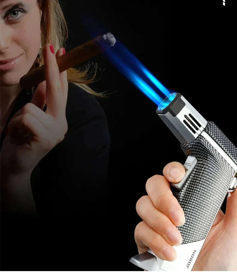Quad Flame Refillable Butane Torch Lighter with Adjustable Jet Flame-Pattern Four Flame