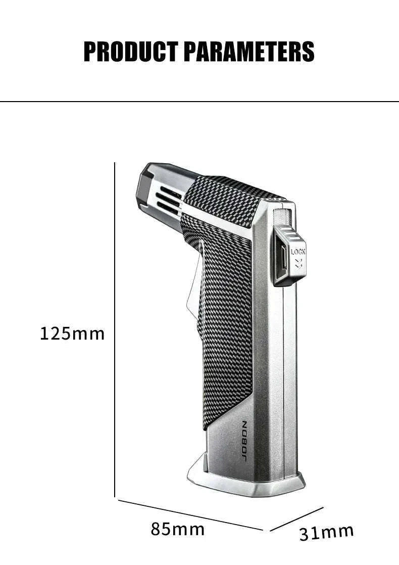 Quad Flame Refillable Butane Torch Lighter with Adjustable Jet Flame-Pattern Four Flame