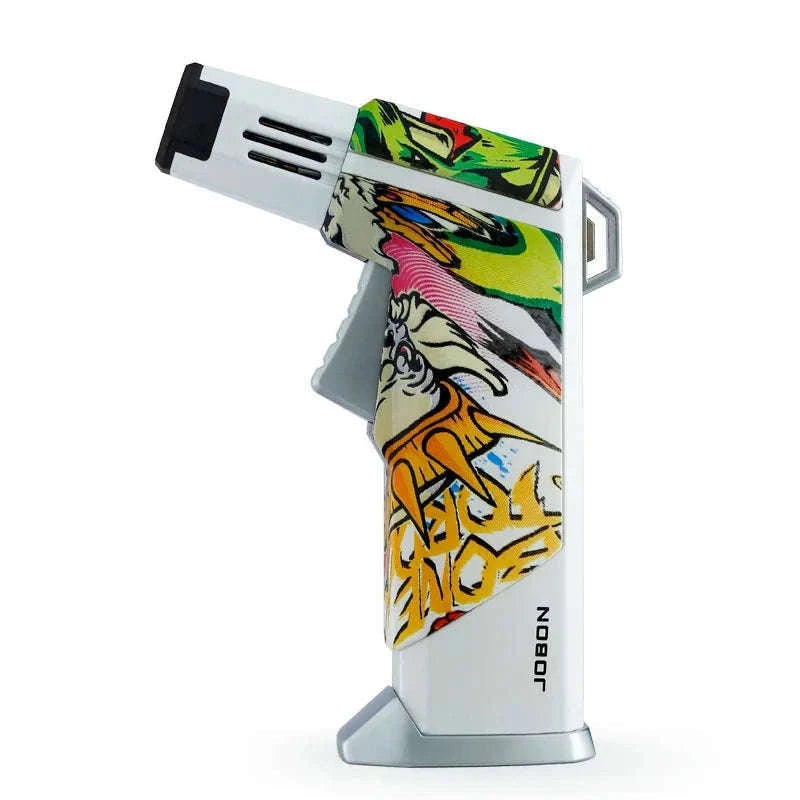 Quad Flame Refillable Butane Torch Lighter with Adjustable Jet Flame-Pattern Four Flame